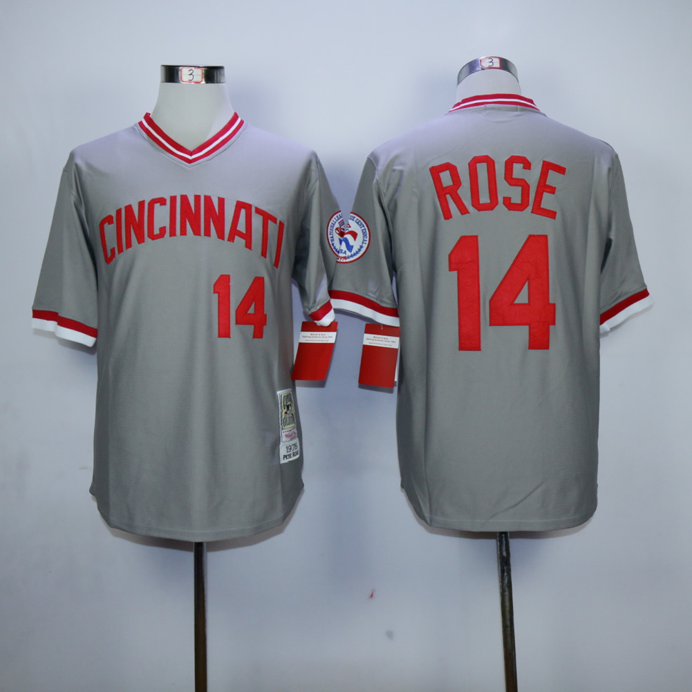 Men MLB Cincinnati Reds #14 Rose throwback grey jerseys->cincinnati reds->MLB Jersey